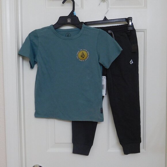 NWT 2pc Volcom Teal True To This Shirt & Joggers Set sz 6 - Picture 1 of 2